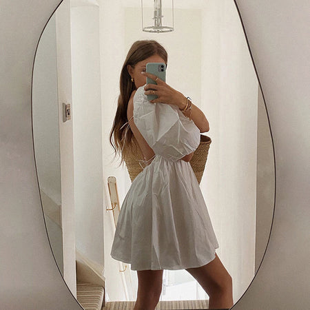 Women'S Princess Sleeves One-Neck Sexy Backless Slim Slimming Dress - ANIBEY