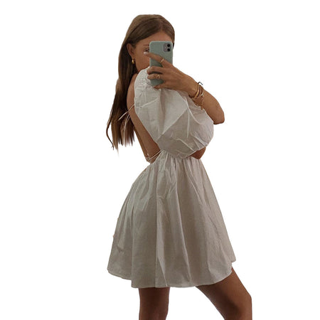 Women'S Princess Sleeves One-Neck Sexy Backless Slim Slimming Dress - ANIBEY