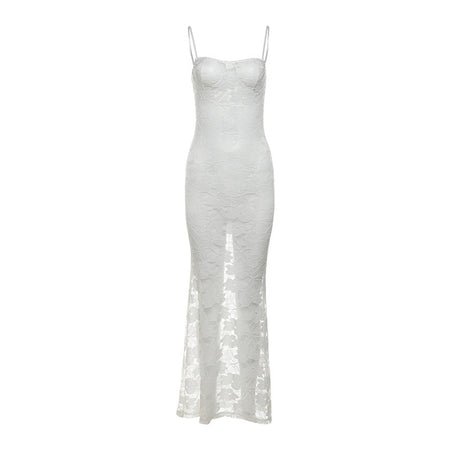 Women's Slim-fit Off-neck Lace Hollow Fishtail Dress - ANIBEY