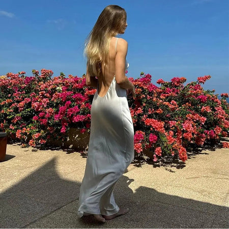 Women's Sling Off-the-shoulder V-neck Slim Fit Long Dress - ANIBEY