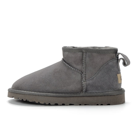 Super Short Snow Boots Sheepskin Leather Leather Bread Shoes Short Boots - ANIBEY