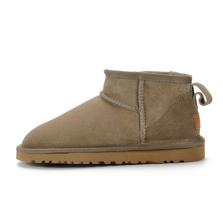 Super Short Snow Boots Sheepskin Leather Leather Bread Shoes Short Boots - ANIBEY
