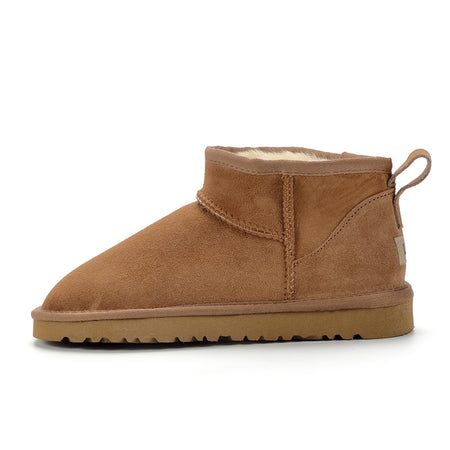 Super Short Snow Boots Sheepskin Leather Leather Bread Shoes Short Boots - ANIBEY