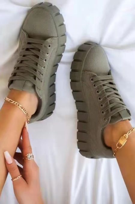 Lace-up Canvas Shoes, Foreign Trade Platform Shoes, Printed Single Shoes - ANIBEY