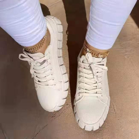 Lace-up Canvas Shoes, Foreign Trade Platform Shoes, Printed Single Shoes - ANIBEY