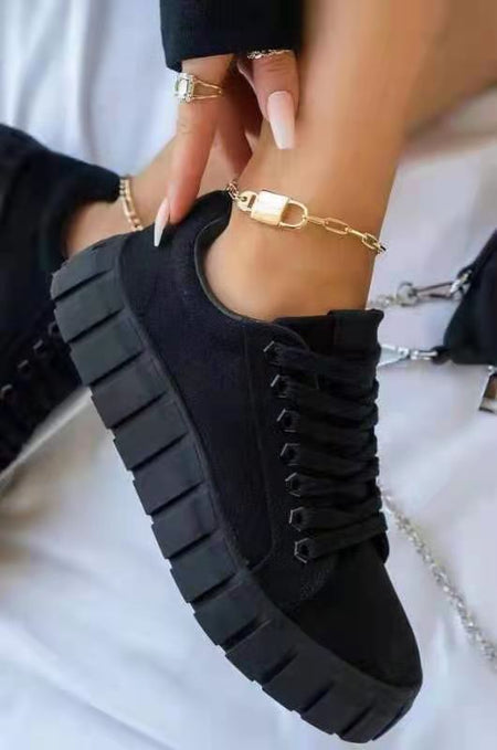 Lace-up Canvas Shoes, Foreign Trade Platform Shoes, Printed Single Shoes - ANIBEY
