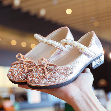 Leather Shoes Soft Sole Aisha Princess Shoes Children Crystal Shoes Flashing Baby Shoes - ANIBEY