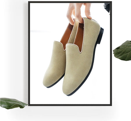 Men's Pedal Peas Suede Leather Loafers - ANIBEY