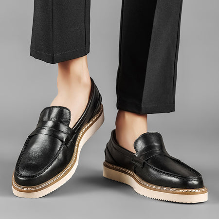 Men's Flat Heel Leather Finished Formal Shoes - ANIBEY