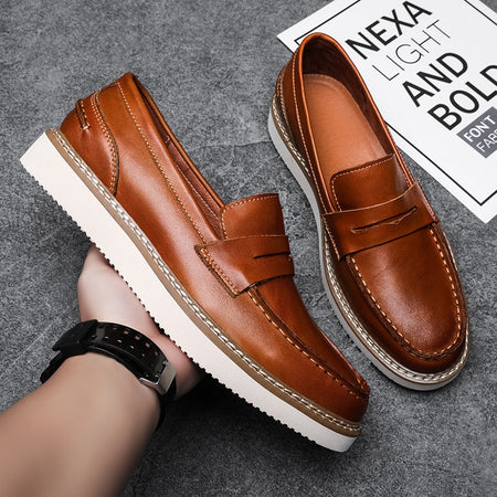 Men's Flat Heel Leather Finished Formal Shoes - ANIBEY
