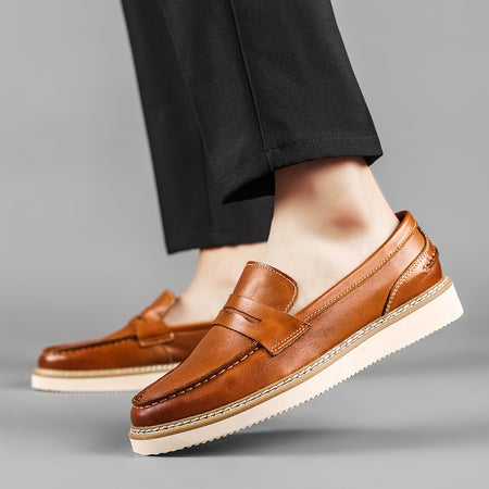Men's Flat Heel Leather Finished Formal Shoes - ANIBEY