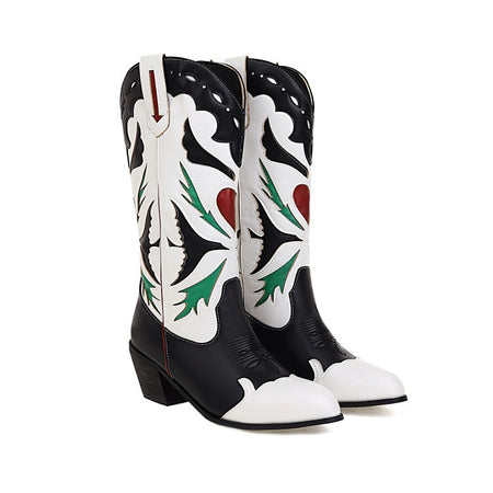 Women's Vintage Embroidered Pointed Boots - ANIBEY