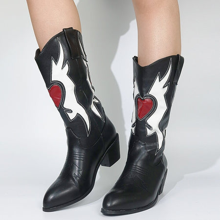 Women's Vintage Embroidered Pointed Boots - ANIBEY