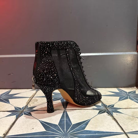 Rhinestone Latin Dance Shoes Adult Women's Mid-high Heel - ANIBEY