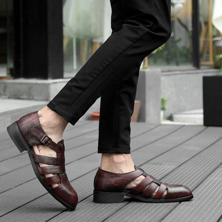 Men's Hollow-out Formal Business Buckle Shoes - ANIBEY