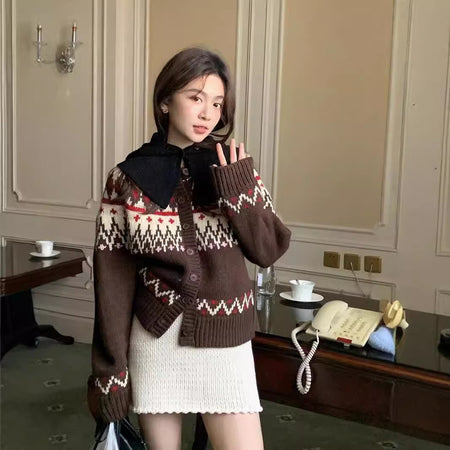 Woman Christmas Atmosphere Thickened Sweater Coat - ANIBEY