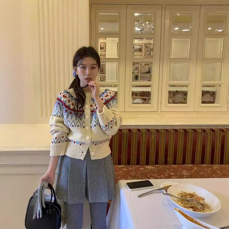 Woman Christmas Atmosphere Thickened Sweater Coat - ANIBEY