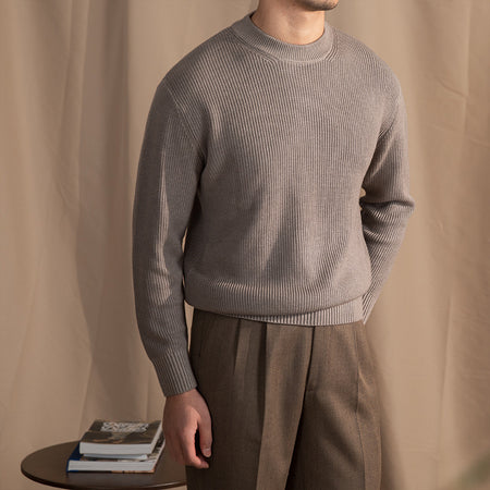 Small Wide Thick Needle Round Neck Sweater - ANIBEY