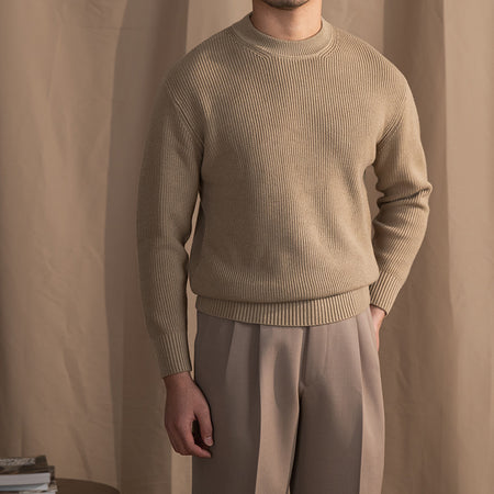 Small Wide Thick Needle Round Neck Sweater - ANIBEY