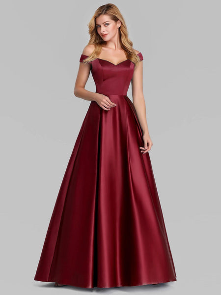 V-neck Solid Color Long Vintage Gown Dress - ANIBEY