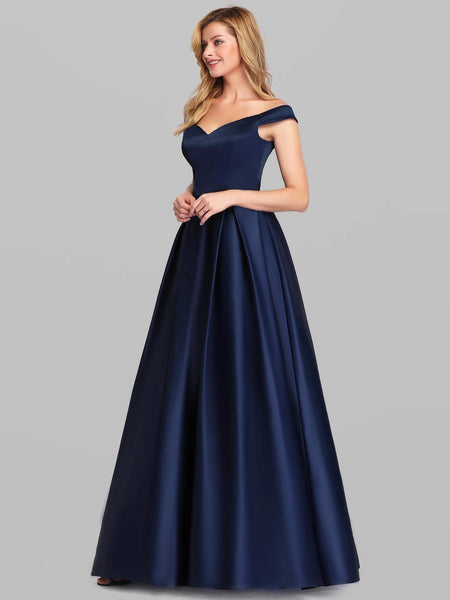 V-neck Solid Color Long Vintage Gown Dress - ANIBEY