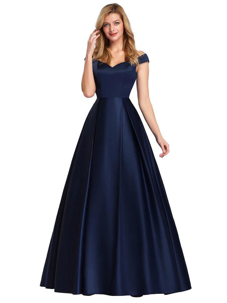 V-neck Solid Color Long Vintage Gown Dress - ANIBEY