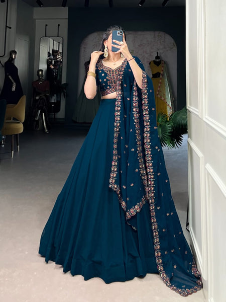 Buy Teal Blue Lehenga Choli Sets for Women - ANIBEY