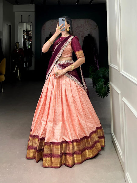 ANVESHA Chex With Zari Weaving Work Lehenga SET - ANIBEY