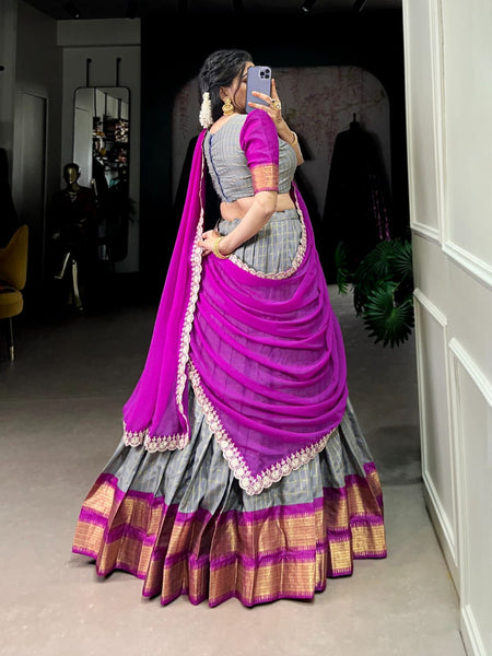 ANVESHA Chex With Zari Weaving Work Lehenga SET - ANIBEY