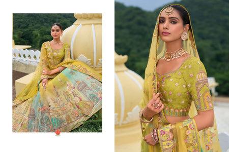 Shaded Multi Color Peach and Yellow Beautiful Traditional - ANIBEY