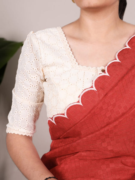 Aglow BLACk Color Gadwall Chex Arca Work Blouse(Stitched) - ANIBEY