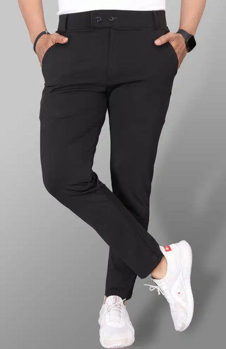 Lycra Blend Trouser for Men (Black, 28) - ANIBEY