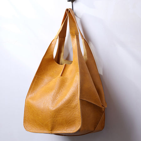 Simple Big Bag Soft Leather Large Capacity Shoulder Hand-held Tote - ANIBEY