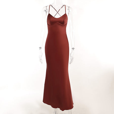 Hip Wrap Long Dress Slim Backless Waist - ANIBEY