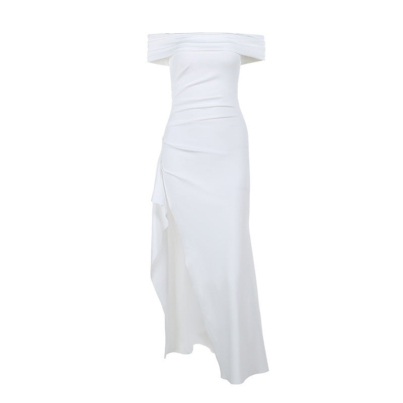 Women's Fashion Temperament Solid Color Slim Sleeveless Split Dresses - ANIBEY