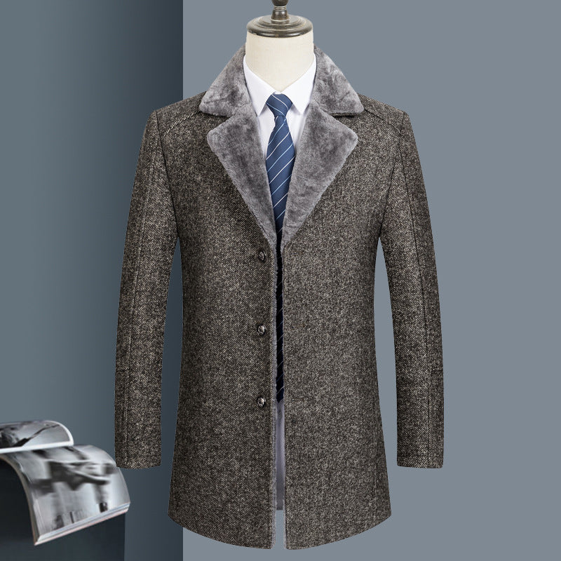 Woolen Coat Autumn And Winter Clothing Middle-aged Men's Lapel - ANIBEY