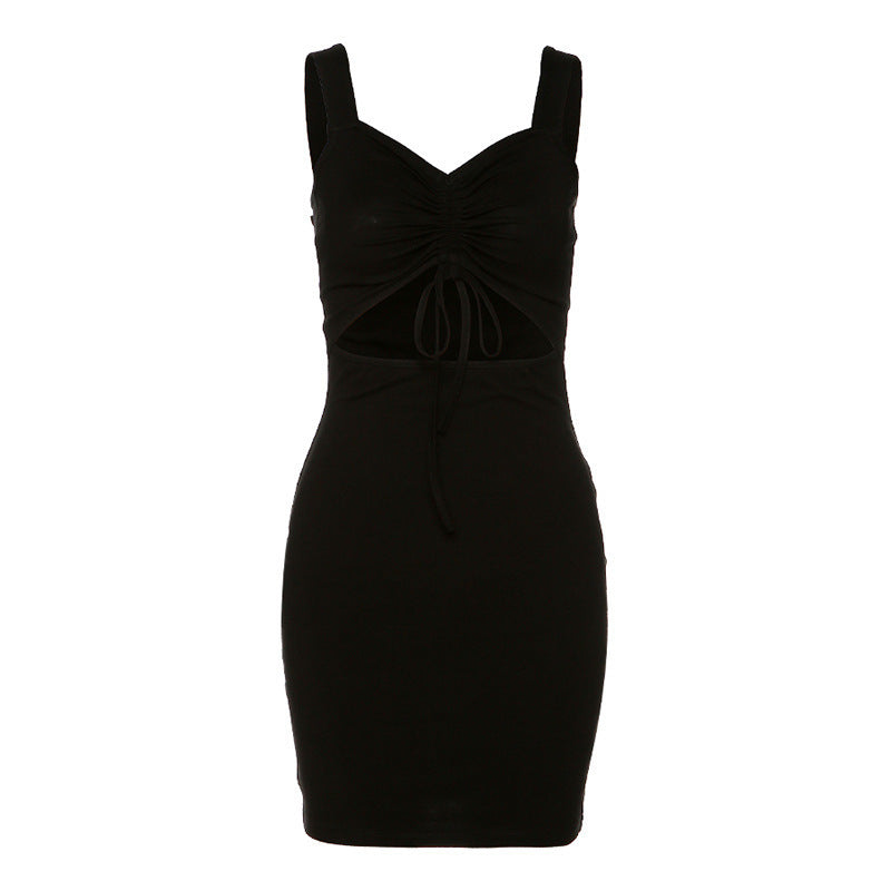 Sling V-neck Halter Sexy Hollow Slim Fit Hip Dress - ANIBEY