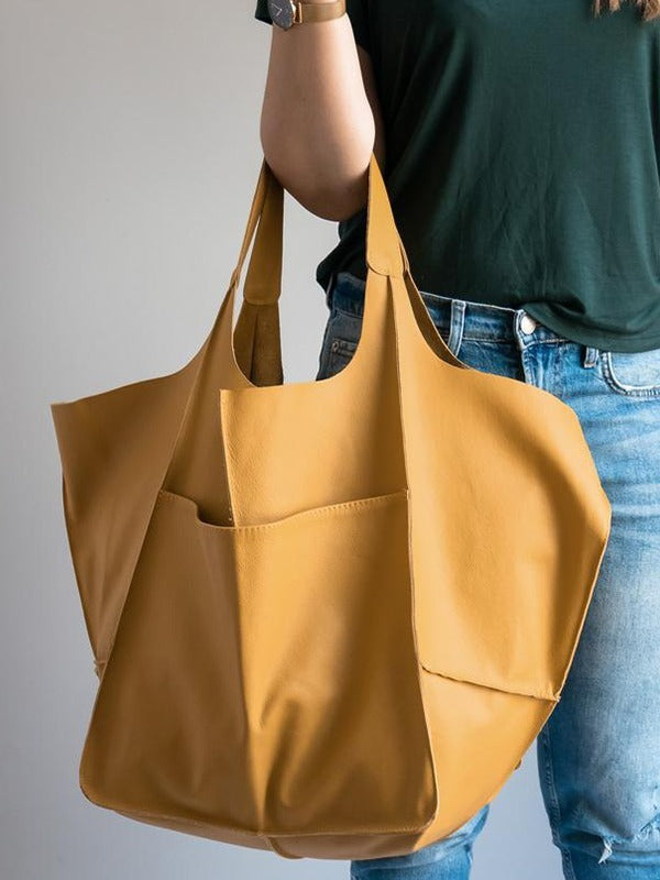 Soft Leather Large Capacity One-shoulder Tote Bag - ANIBEY