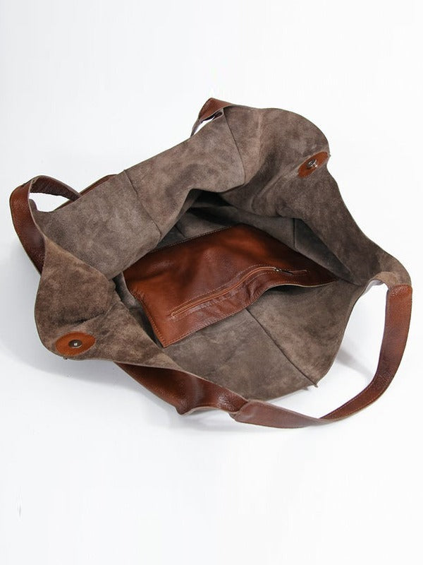 Soft Leather Large Capacity One-shoulder Tote Bag - ANIBEY