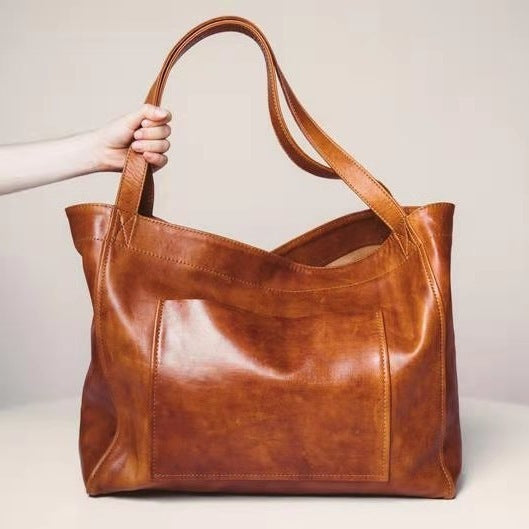 Soft Leather Large Capacity One-shoulder Tote Bag - ANIBEY