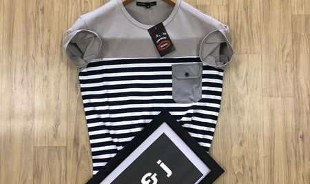 Men's Printed Trending T-Shirts (Grey & Black, S) - ANIBEY