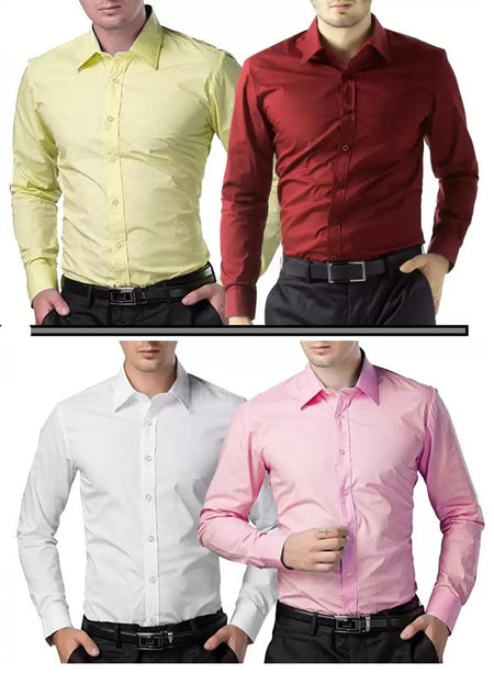 Combo of 4 Casual Shirts for Men (Multicolor, S) - ANIBEY