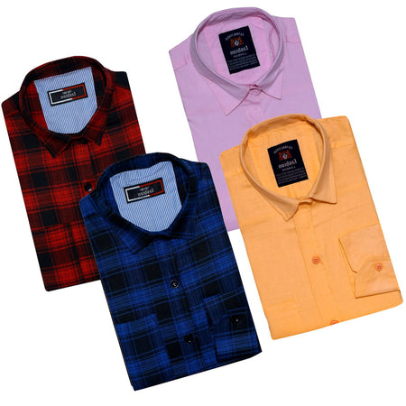 Combo of 4 Casual Shirts for Men (Multicolor, S) - ANIBEY