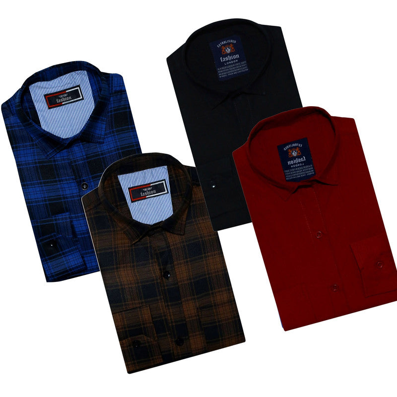 Combo of 4 Casual Shirts for Men (Multicolor, S) - ANIBEY