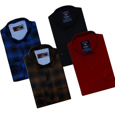 Combo of 4 Casual Shirts for Men (Multicolor, S) - ANIBEY