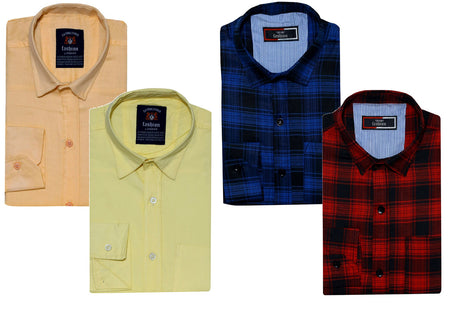 Combo of 4 Casual Shirts for Men (Multicolor, S) - ANIBEY