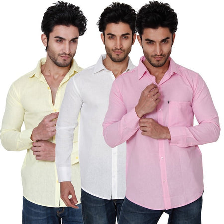 Combo of 3 Casual Men's Shirts (Multicolor, S) - ANIBEY