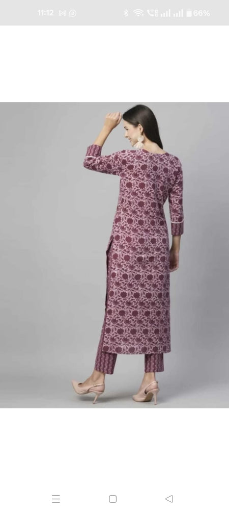 Floral Printed Women Cotton Women Kurta With Pant (2 Psc Set) - ANIBEY