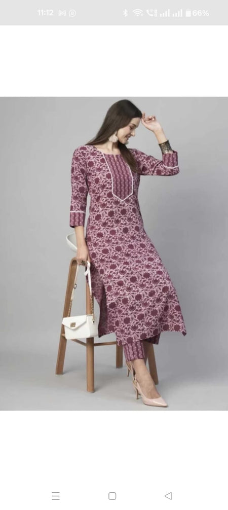 Floral Printed Women Cotton Women Kurta With Pant (2 Psc Set) - ANIBEY