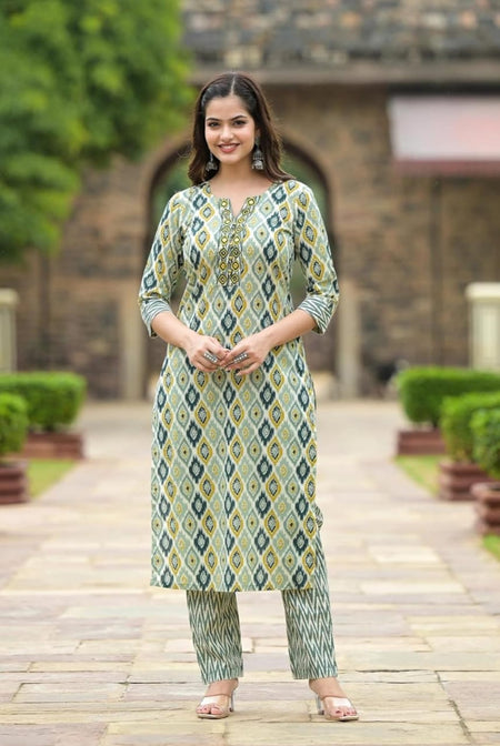 Women Viscose Rayon Kurta Pant Dupatta Set - ANIBEY